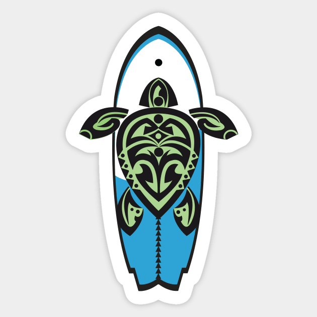 Tribal Turtle Tattoo Surfer Dude Sticker by srwdesign